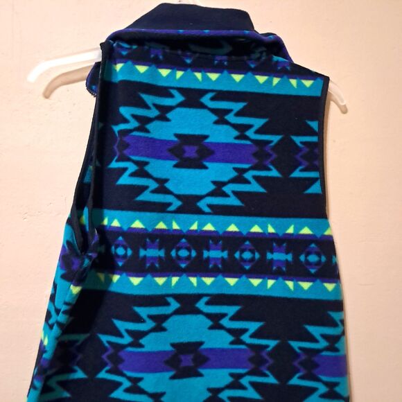 Chaps Southwestern Aztec Fleece Vest XL Blue Colorful Full Zip Pockets - Picture 5 of 11